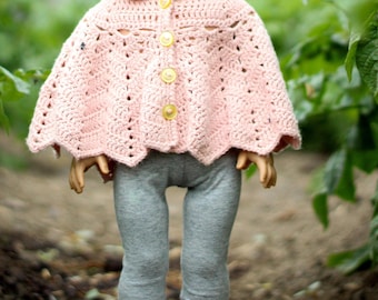 Hooded Chevron Cape Crochet Pattern for 18" Dolls