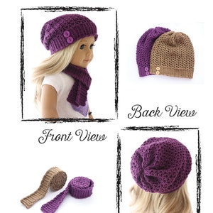 Download Now CROCHET PATTERN 18 Doll Madison Slouchy Beanie image 3