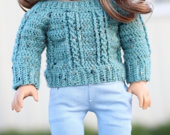 Cable Sweater Crochet Pattern for 18" Dolls