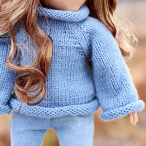 Winter Sweater Knitting Pattern for 18 Inch Dolls • Seamless & Chunky Style
