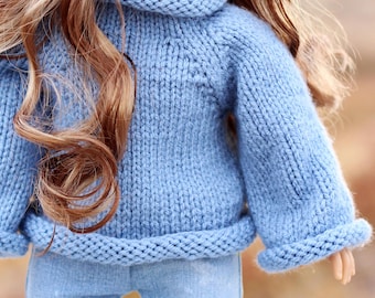 Padrão de tricô para suéter de inverno para bonecas de 18 polegadas • Estilo sem costura e robusto