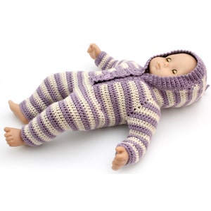 Baby Doll Crochet Pattern – Hooded Sleeper with Short/Long Sleeve & Pants Options – Fits 15” Dolls