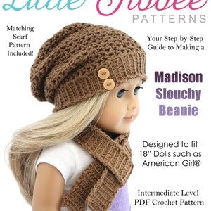 Download Now CROCHET PATTERN 18 Doll Madison Slouchy Beanie image 2