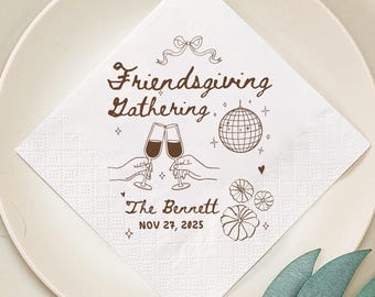 Custom Friendsgiving Luncheon Napkins, Friendsgiving Dinner Napkin, Thanksgiving Party