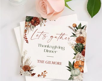 Custom Thanksgiving Dinner Luncheon Napkins, Friendsgiving Dinner Napkin, Thanksgiving Party