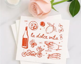 La Dolce Vita Napkins, Personalized Bachelorette Napkins, Italian Summer, Bridal Party Gifts, Table decorations
