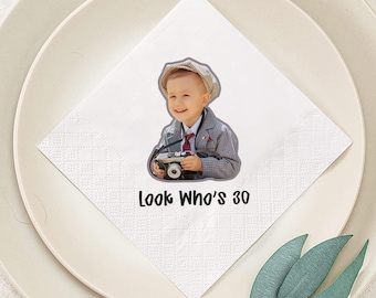 Servilletas de cumpleaños con foto personalizada, decoración de mesa para fiestas de cumpleaños