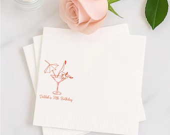 Personalized Martini Birthday Cocktail Napkins, 30th Birthday, Party Decorations