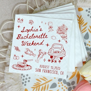 Personalized Bachelorette Favor Napkins, Bachelorette Cocktail Napkins, Bachelorette Weekend, Beverage Napkins, Wedding Reception table