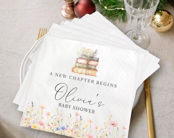 Custom Wildflower Baby Shower Napkins: New Chapter Design