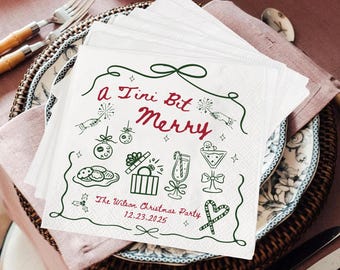 Gepersonaliseerde A Tini Bit Merry Christmas servetten, servetten voor de kerstlunch met het gezin, kerstdecoraties