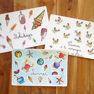 Souvenirs d'été - Carte postale et enveloppe- Aquarelle originale 10 x 15 cm