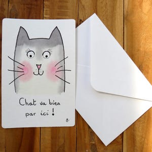 Bestiaire Bavard . Carte postale et enveloppe- Aquarelle originale 10 x 15 cm