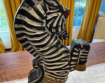 Vintage Zebra figurale Tischlampe, Weinberg Stil, 1950er Jahre Torchiere