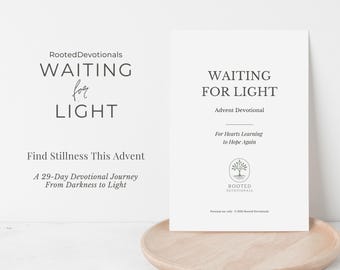 Esperando la luz: Un diario devocional de Adviento / Estudio cristiano imprimible de 29 días para Adviento / Devocionales Rooted