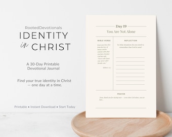 Diario devocional "Identidad en Cristo" / Estudio bíblico imprimible de 30 días y diario cristiano en PDF