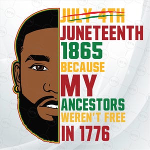 Juneteenth 1865 SVG, I miei antenati non erano liberi nel 1776, File di taglio della storia dei neri, Download immediato