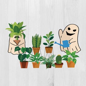 Plant Ghost SVG, Plant Lover SVG, Halloween SVG, Gardening Ghost Cricut File, Cute Ghost Digital Download