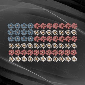 Bandiera americana con margherite retrò in formato SVG, 4 luglio patriottico in formato SVG, Giorno dell'Indipendenza in formato SVG, Download digitale