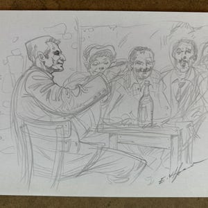 In Memory of Grandfather – Original Pencil Sketch by Utkan Gorguc – One of a Kind Drawing - Dynamic Male Figure
