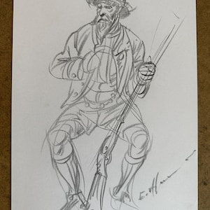 Retired Sergeant – Original Pencil Sketch by Utkan Gorguc – One of a Kind Drawing - Dynamic Male Figure