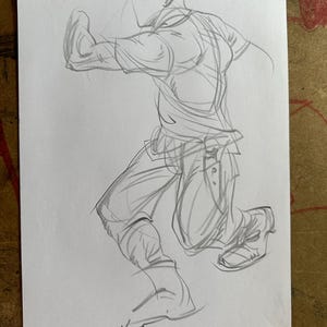 Launching – Original Pen Sketch – One of a Kind Illustration - Original Character Art - Hand Drawn Sketch