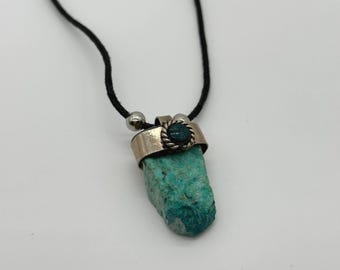 Turquoise Stone Pendant — Handmade Necklace | Adjustable Cord