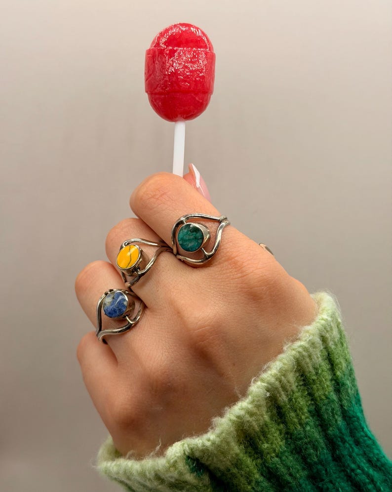 Reversible Alpaca Silver Ring – Handmade Adjustable Double-Sided Stone Jewelry – Artisan Gift from Peru image 3