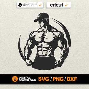 Bodybuilder Silhouette SVG, Gym Fitness Clipart (Digital Download)