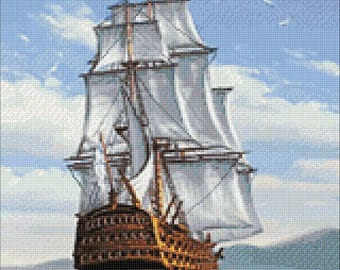 Diamant Malerei Kit - Zu der ferne Küste von Crafting Spark CS2604. Segelschiff-Szene für das nautische Handwerk