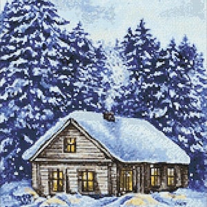 Diamond Painting Kit – Winter Cabin by Crafting Spark CS2581. Snowy Forest Landscape for Seasonal Craft Projects