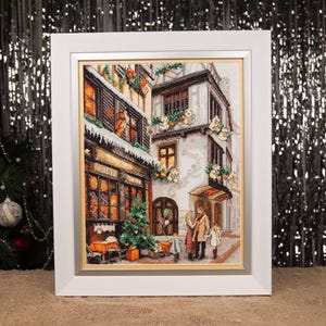 Counted Cross Stitch Kit - Looking for Gifts by Charivna Mit M-478. Christmas Eve City Pattern. Holiday Embroidery