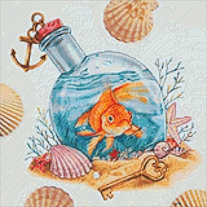 Diamond Painting Kit - Golden Fish by Crafting Spark CS2721. Beautiful Fish and Sea Life Embroidery Pattern. DIY Craft for Home Decor