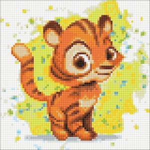 Diamond Painting Kit – Little Tiger by Crafting Spark CS2700. Tiger Cub Design for Cute and Easy Animal Art and DIY Projects