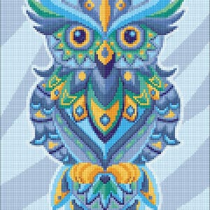 Diamond Painting Kit – Colorful Owl by Crafting Spark CS2544. Vibrant Owl Design for DIY Projects. Handmade Gift Idea
