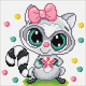Diamond Painting Kit – Racoon by Crafting Spark CS2705. Charming Raccoon for Animal Art and Craft Projects