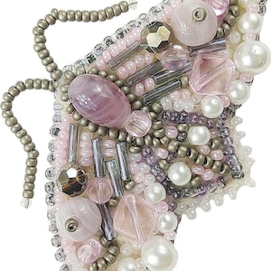 Beadwork Kit for Creating Brooch Crystal Art – Lilac Butterfly by Charivna Mit BP-218. DIY Beaded Brooch Kit for Handmade Butterfly Brooch