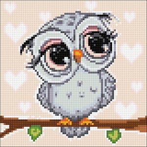 Diamond Painting Kit - Little Owl by Crafting Spark CS2711. Cute Owl Embroidery Pattern. DIY Nature Animal Craft for Home Decor