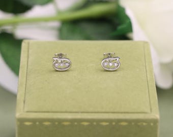 Symbol S925 Silver Stud Earrings - Micro-Pave Diamond Versatile Design