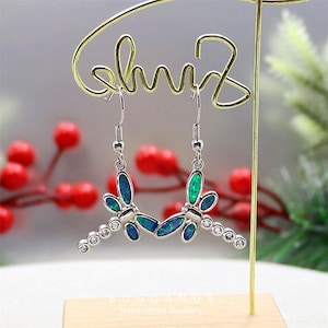 Cute Dragonfly Opal Stud Earrings for Women Adorable Little Dragonfly Design Opal Jewelry