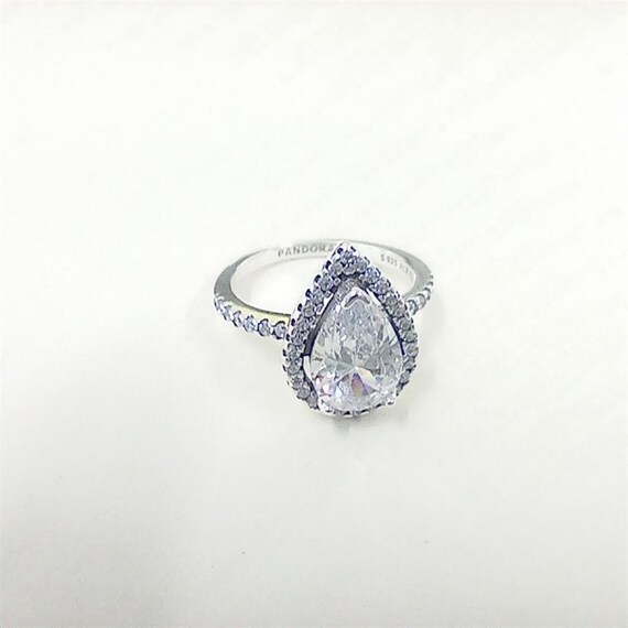 Pandora Sparkling Pear Halo Silver Ring