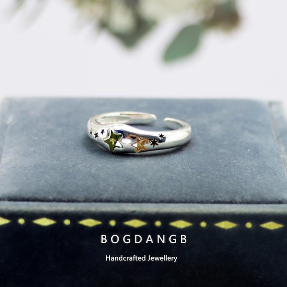 S925 Sterling Silver Colorful Zircon Star Ring for Women | Enamel