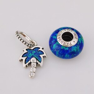 Pandora Green Palm Tree Beads Dangle Charm Set