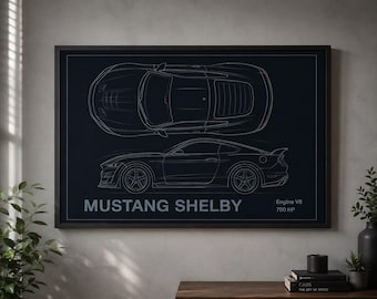 Projekt Forda Mustanga Shelby GT500 | Plakat Muscle Car (do pobrania natychmiast)