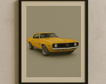 1969年式シボレー カマロ Z28 RS クラシックマッスルポスター 24x36