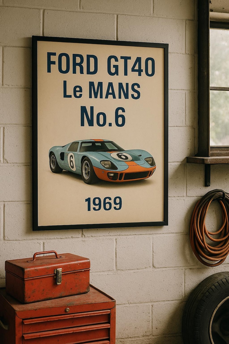 Ford GT40 Le Mans Poster: 1969 Racing Car, Gulf Livery (digital ...