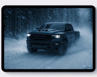 Plakat na ciężarówkę RAM TRX – Snow Forest Off-Road Art (do pobrania w wersji cyfrowej)