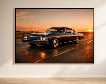 Plakat Chevroleta Impala SS z 1967 roku | Sztuka amerykańskich muscle carów (pobranie cyfrowe)