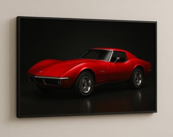 Plakat Corvette C3 | Sztuka ścienna z amerykańskim samochodem sportowym w stylu vintage (do pobrania w wersji cyfrowej)