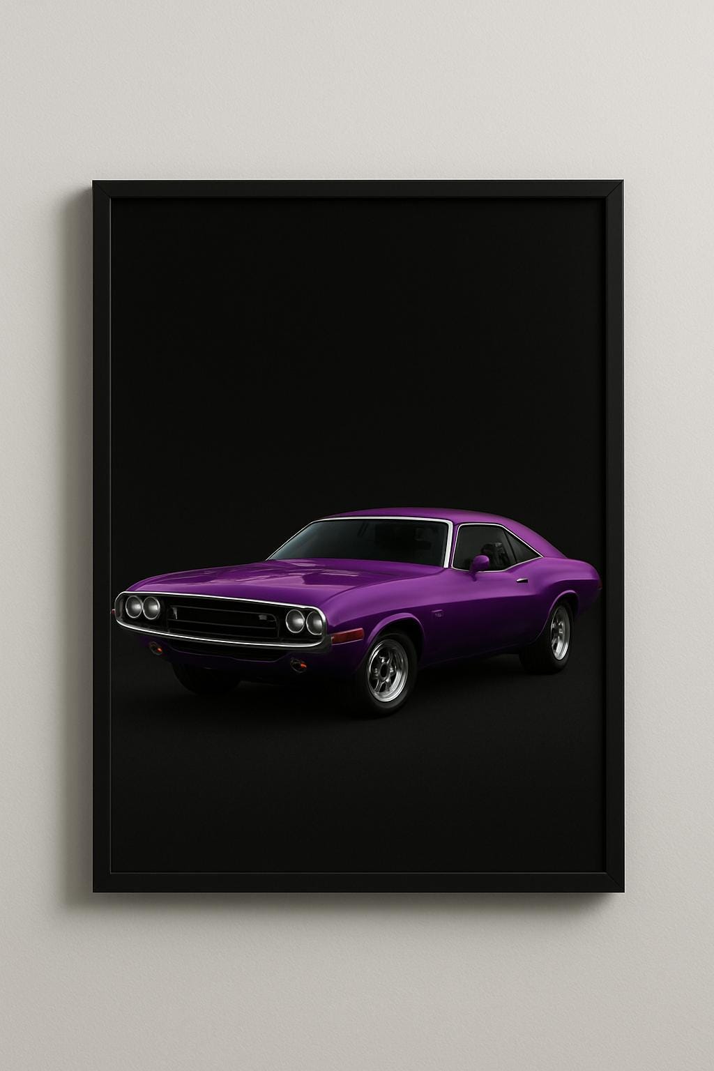 1970 Dodge Challenger Poster: Plum Crazy Purple Muscle Car Art
